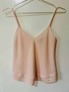 Talula| Aritzia| Blush Pink Breezy V-Neck Satin Camisole Blouse Sz XXS